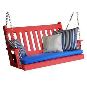 A & L Furniture Poly Traditional English Porch Swing Porch Swings 4ft / Aruba Blue