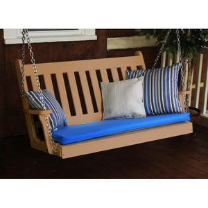 A & L Furniture Poly Traditional English Porch Swing Porch Swings 4ft / Aruba Blue