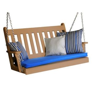 A & L Furniture Poly Traditional English Porch Swing Porch Swings 4ft / Aruba Blue