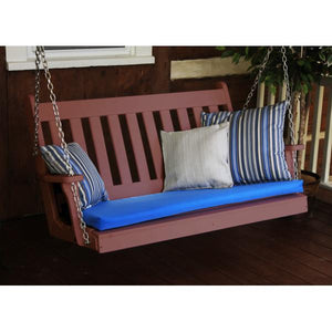 A & L Furniture Poly Traditional English Porch Swing Porch Swings 4ft / Aruba Blue