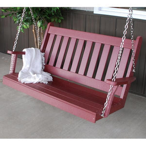 A & L Furniture Poly Traditional English Porch Swing Porch Swings 4ft / Aruba Blue