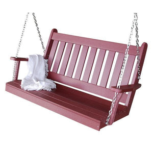 A & L Furniture Poly Traditional English Porch Swing Porch Swings 4ft / Aruba Blue