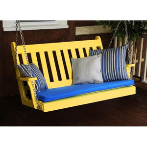 A & L Furniture Poly Traditional English Porch Swing Porch Swings 4ft / Aruba Blue