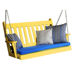A & L Furniture Poly Traditional English Porch Swing Porch Swings 4ft / Aruba Blue