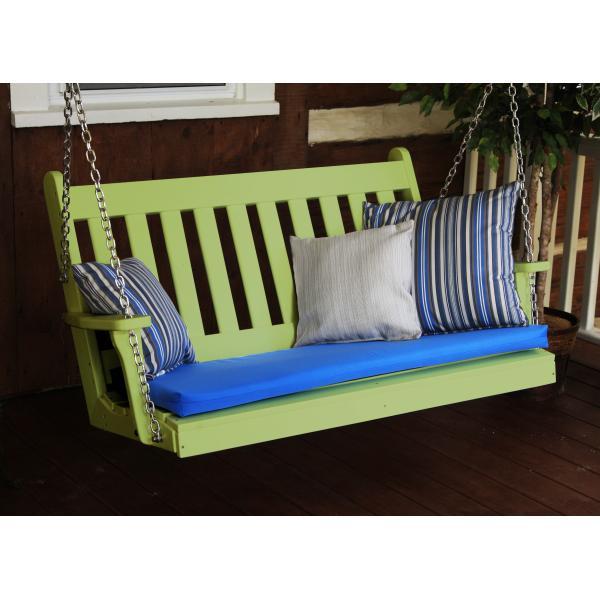 A &amp; L Furniture Poly Traditional English Porch Swing Porch Swings 4ft / Aruba Blue