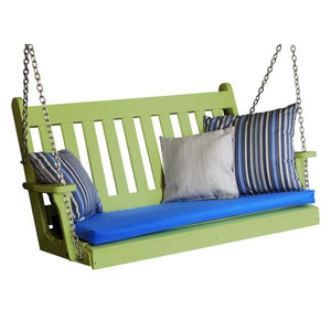 A & L Furniture Poly Traditional English Porch Swing Porch Swings 4ft / Aruba Blue