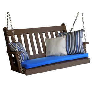 A & L Furniture Poly Traditional English Porch Swing Porch Swings 4ft / Aruba Blue