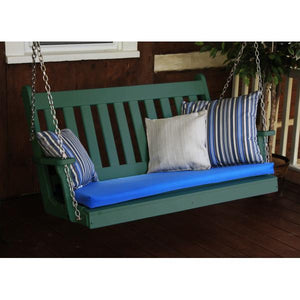 A & L Furniture Poly Traditional English Porch Swing Porch Swings 4ft / Aruba Blue