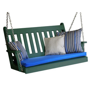 A & L Furniture Poly Traditional English Porch Swing Porch Swings 4ft / Aruba Blue