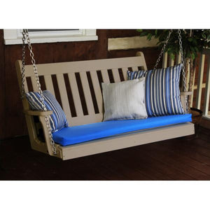 A & L Furniture Poly Traditional English Porch Swing Porch Swings 4ft / Aruba Blue