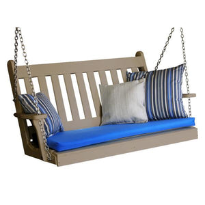 A & L Furniture Poly Traditional English Porch Swing Porch Swings 4ft / Aruba Blue