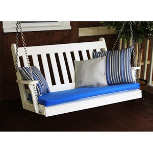 A & L Furniture Poly Traditional English Porch Swing Porch Swings 4ft / Aruba Blue