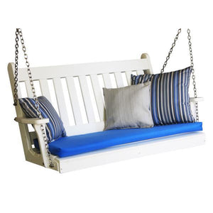 A & L Furniture Poly Traditional English Porch Swing Porch Swings 4ft / Aruba Blue