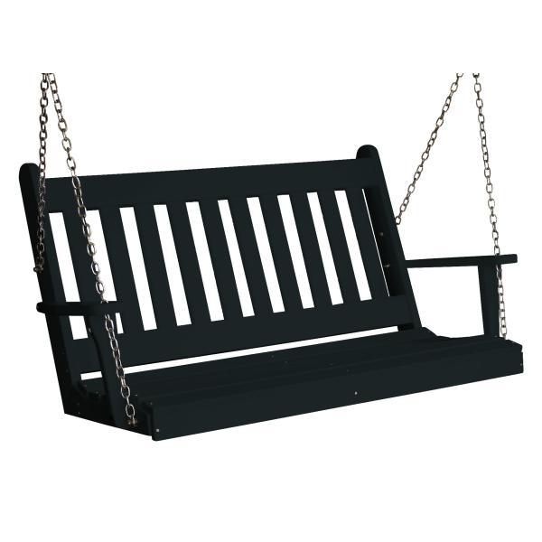 A &amp; L Furniture Poly Traditional English Porch Swing Porch Swings 4ft / Black