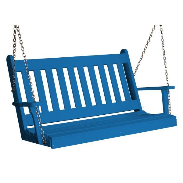 A &amp; L Furniture Poly Traditional English Porch Swing Porch Swings 4ft / Blue