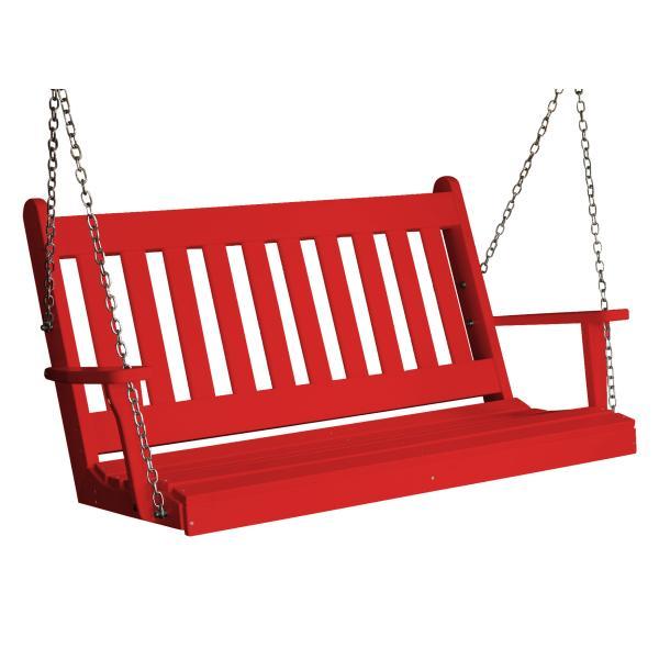 A &amp; L Furniture Poly Traditional English Porch Swing Porch Swings 4ft / Bright Red