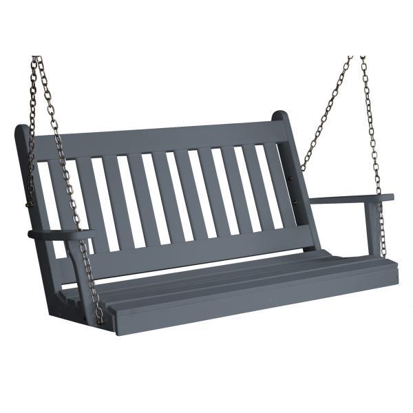 A &amp; L Furniture Poly Traditional English Porch Swing Porch Swings 4ft / Dark Gray