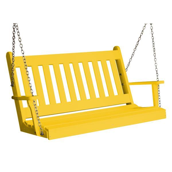 A &amp; L Furniture Poly Traditional English Porch Swing Porch Swings 4ft / Lemon Yellow