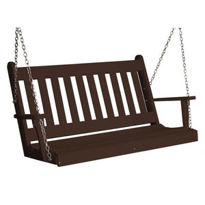 A & L Furniture Poly Traditional English Porch Swing Porch Swings 4ft / Tudor Brown
