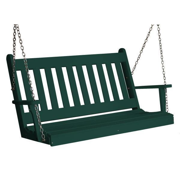 A &amp; L Furniture Poly Traditional English Porch Swing Porch Swings 4ft / Turf Green