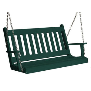 A & L Furniture Poly Traditional English Porch Swing Porch Swings 4ft / Turf Green