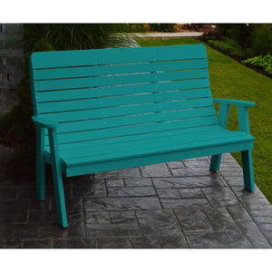 A & L Furniture Poly Winston Garden Bench Garden Benches 4ft / Aruba Blue