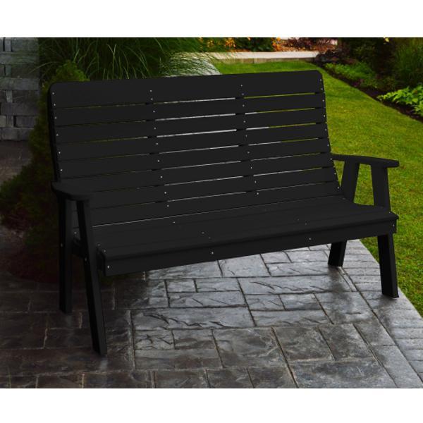 A &amp; L Furniture Poly Winston Garden Bench Garden Benches 4ft / Black