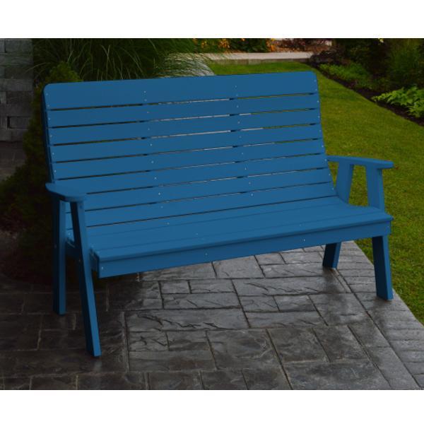 A &amp; L Furniture Poly Winston Garden Bench Garden Benches 4ft / Blue