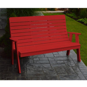 A & L Furniture Poly Winston Garden Bench Garden Benches 4ft / Bright Red
