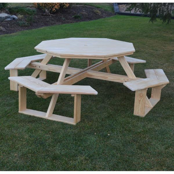 A &amp; L Furniture Pressure Treated Pine 54” Octagon Walk-In Table Picnic Table Unfinished / No