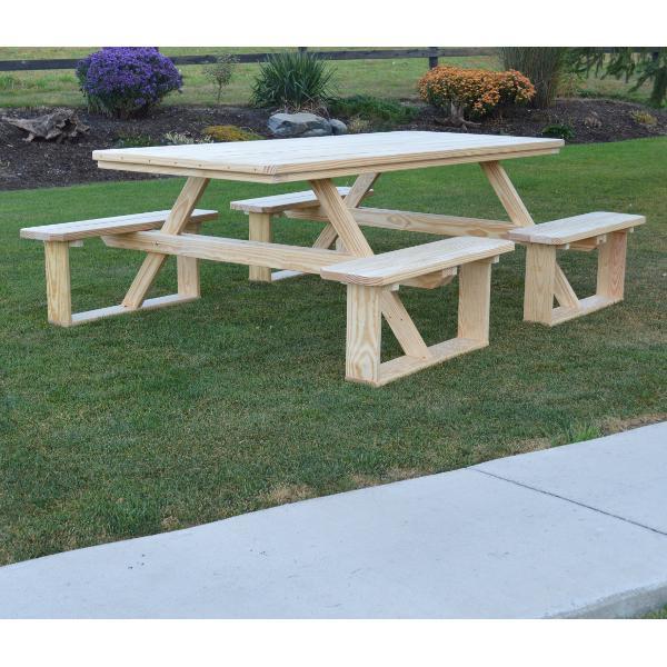 A &amp; L Furniture Pressure Treated Pine 8ft Walk-In Table Picnic Table Unfinished / No