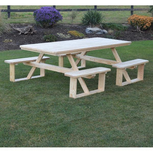 A & L Furniture Pressure Treated Pine 8ft Walk-In Table Picnic Table Unfinished / No