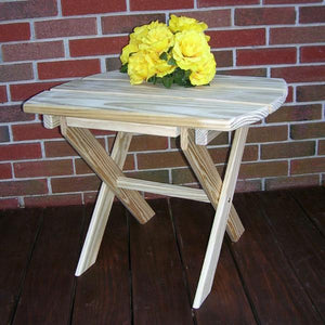 A & L Furniture Pressure Treated Pine Folding Oval End Table Table Unfinished
