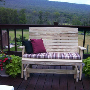 A & L Furniture Pressure Treated Pine Highback Glider Gliders 4ft / Unfinished