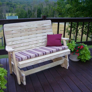 A & L Furniture Pressure Treated Pine Highback Glider Gliders 4ft / Unfinished