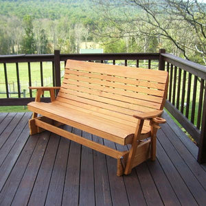 A & L Furniture Pressure Treated Pine Highback Glider Gliders 4ft / Unfinished
