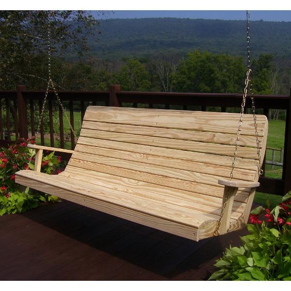 A &amp; L Furniture Pressure Treated Pine Highback Porch Swing Porch Swings 4ft / Unfinished