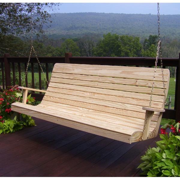 A &amp; L Furniture Pressure Treated Pine Highback Porch Swing Porch Swings 6ft / Unfinished