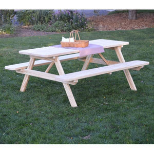 A & L Furniture Pressure Treated Pine Picnic Table with Attached Benches Picnic Table 4ft / Unfinished / No