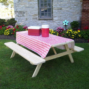 A & L Furniture Pressure Treated Pine Picnic Table with Attached Benches Picnic Table 4ft / Unfinished / No