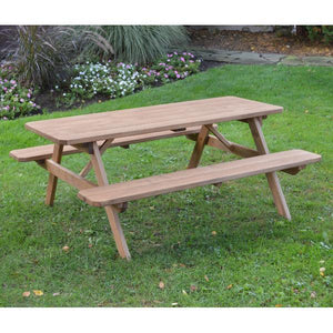 A & L Furniture Pressure Treated Pine Picnic Table with Attached Benches Picnic Table 4ft / Unfinished / No