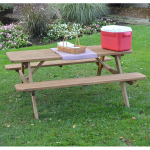 A & L Furniture Pressure Treated Pine Picnic Table with Attached Benches Picnic Table 4ft / Unfinished / No