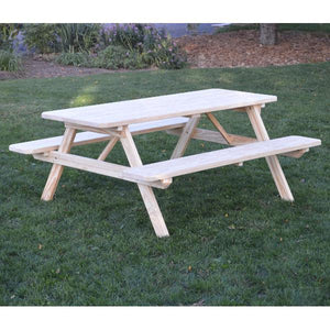 A & L Furniture Pressure Treated Pine Picnic Table with Attached Benches Picnic Table 4ft / Unfinished / No