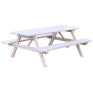 A & L Furniture Pressure Treated Pine Picnic Table with Attached Benches Picnic Table 4ft / Unfinished / No