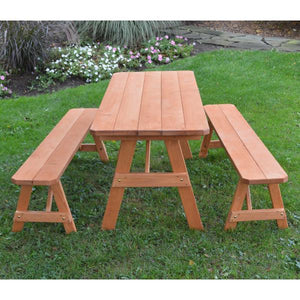 A & L Furniture Pressure Treated Pine Traditional Table with 2 Benches Dining Bench Sets 4ft / Unfinished / No