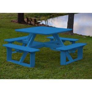 A & L Furniture Recycled Plastic 44 Inch Square Walk-In Table Picnic Table Aruba Blue / No