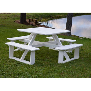 A & L Furniture Recycled Plastic 44 Inch Square Walk-In Table Picnic Table Aruba Blue / No