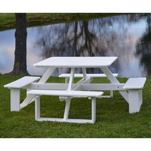 A & L Furniture Recycled Plastic 44 Inch Square Walk-In Table Picnic Table Aruba Blue / No