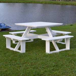 A & L Furniture Recycled Plastic 44 Inch Square Walk-In Table Picnic Table Aruba Blue / No
