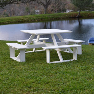 A & L Furniture Recycled Plastic 44 Inch Square Walk-In Table Picnic Table Aruba Blue / No